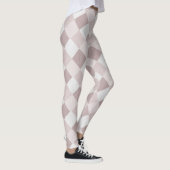 Beige en Grijze Geometrische Patchwork Patroon Obl Leggings (Rechts)