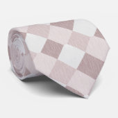 Beige en Grijze Geometrische Patchwork Patroon Obl Stropdas (Opgerold)