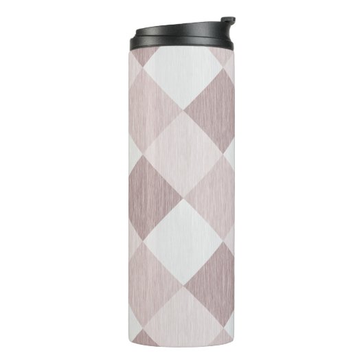 Beige en Grijze Geometrische Patchwork Patroon Obl Thermosbeker (Gedraaid links)