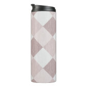 Beige en Grijze Geometrische Patchwork Patroon Obl Thermosbeker (Geroteerd rechts)