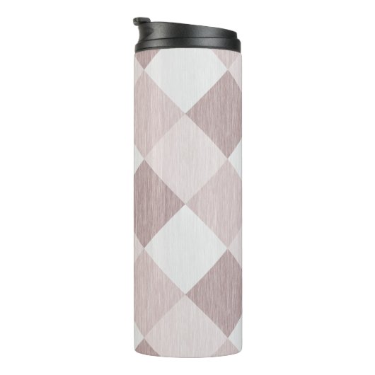 Beige en Grijze Geometrische Patchwork Patroon Obl Thermosbeker (Geroteerd rechts)