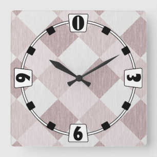 Beige en Grijze Geometrische Patchwork Patroon Obl Vierkante Klok