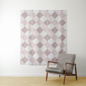 Beige en Grijze Geometrische Patchwork Patroon Obl Wandkleed (In situ)
