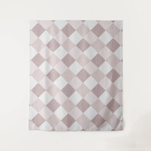 Beige en Grijze Geometrische Patchwork Patroon Obl Wandkleed (Voorkant)