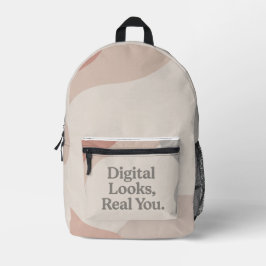 Beige en grijze marmer tinten AI Print Cut Sew Bag Bedrukte Rugzak