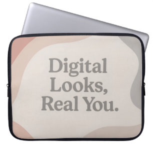 Beige en grijze marmeren tinten AI-kunst Laptop Sleeve