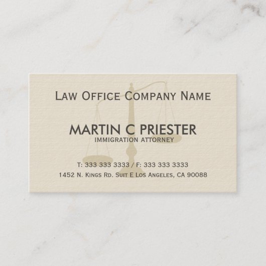 beige en grijze strepen textuur advocaat visitekaartje (Voorkant)