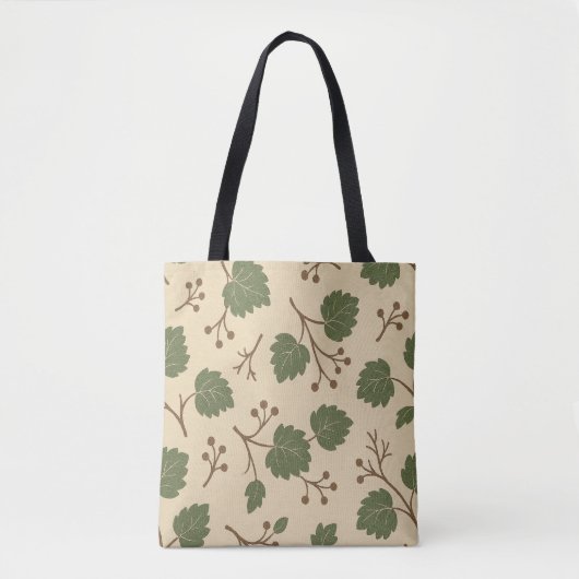 Beige en groene bladeren Canvas tas (Voorkant)