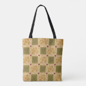 Beige en groene bloementas tote bag (Achterkant)