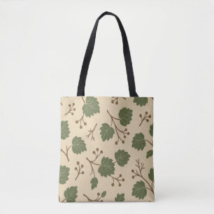 Beige en groene botanische boodschappentas van de  tote bag