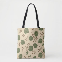 Beige en groene botanische boodschappentas van het tote bag