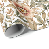 beige en groene botanische cadeaupapier (Rol Hoek)
