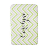 Beige en groene dunne Chevron Patroon Gepersonalis Badmat (Voorkant Verticaal)