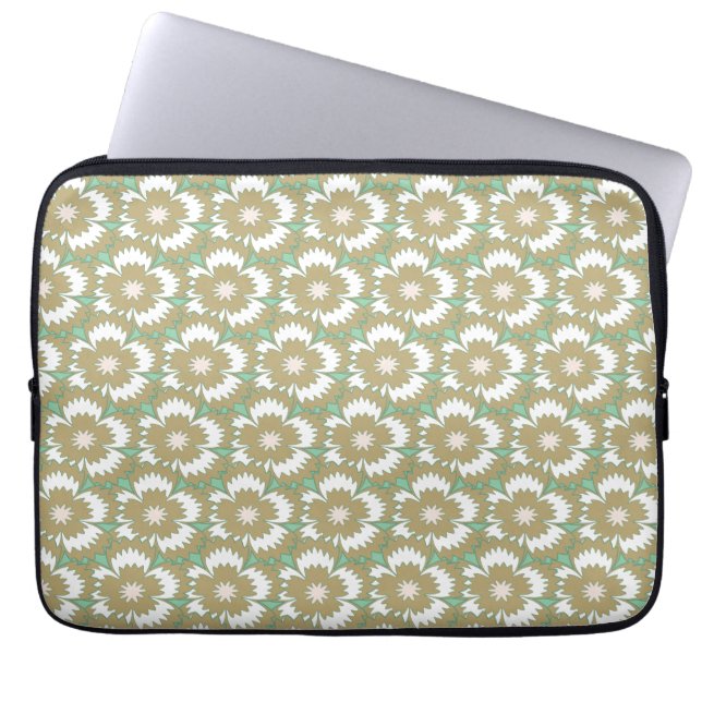  beige en groene floraal Dianthus Barbatus Laptop Sleeve (Voorkant)