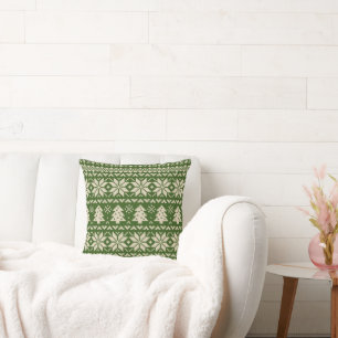 Beige en groene kerst trui patroon kussen