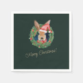 Beige en groene kerstgroet servetten (Voorkant)