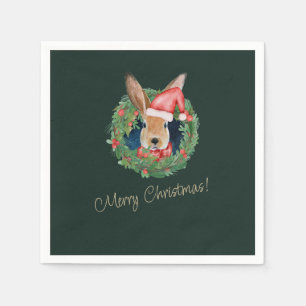 Beige en groene kerstgroet servetten