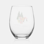 Beige en groene kerstgroet wijnglas zonder voet (Achterkant)