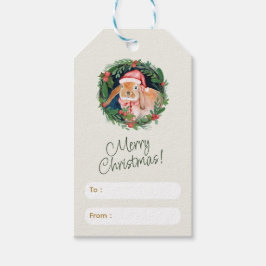Beige en Groene Kerstmis Groet Label Cadeaulabel