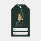 Beige en Groene Kerstmis Groet Label Cadeaulabel (Voorkant)