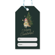 Beige en Groene Kerstmis Groet Label