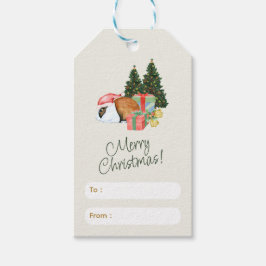 Beige en Groene Kerstmis Groet Label Cadeaulabel