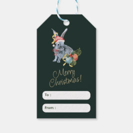 Beige en Groene Kerstmis Groet Label Cadeaulabel