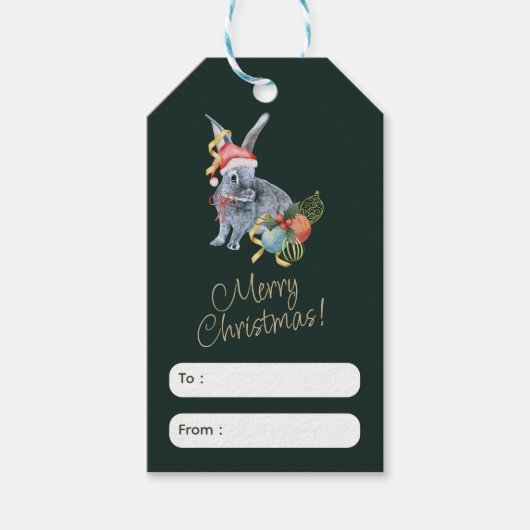 Beige en Groene Kerstmis Groet Label Cadeaulabel (Voorkant)