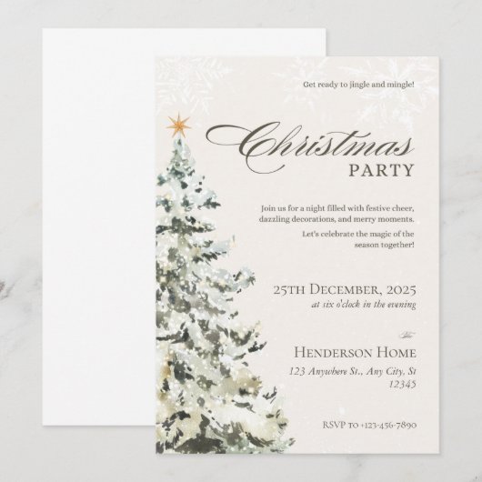 Beige en groene neutraal minimalistische kerstfees kaart (Voorkant / Achterkant)