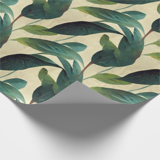 Beige en groene olie, eenvoudige botanische wand cadeaupapier (Hoek)