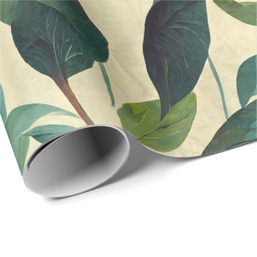 Beige en groene olie, eenvoudige botanische wand cadeaupapier (Rol Hoek)