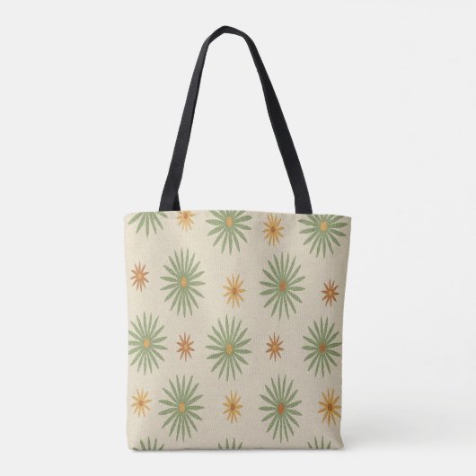 Beige en groene sterren Canvas tas (Achterkant)