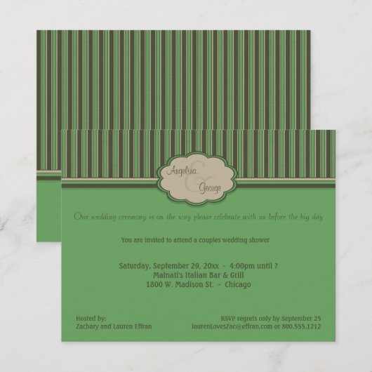 Beige en groene strips-stellen kaart (Voorkant / Achterkant)