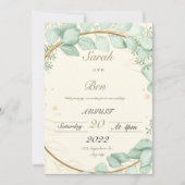 Beige en groene trouwkaart kaart (Voorkant)
