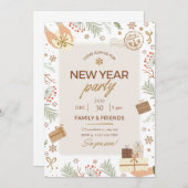 Beige en groene vrolijke kerstvakantie Kaart (Voorkant / Achterkant)