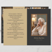 Beige en houtskool 4-pagina begrafenisprogramma (Voorkant / Achterkant)