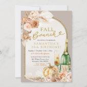 Beige en Ivory Boho Herfst Brunch Verjaardag Kaart (Voorkant)