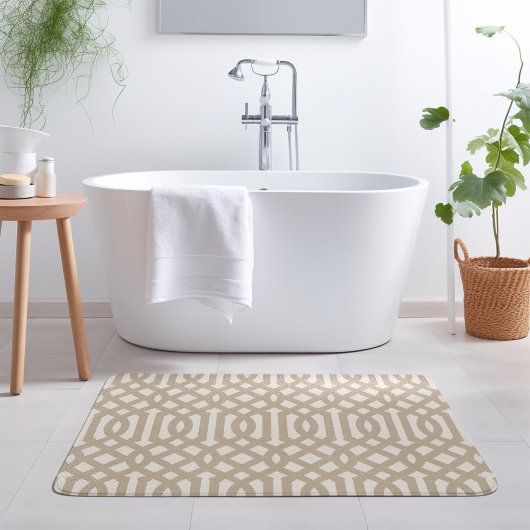 Beige en Ivory Trellis | Moderne bosbouw Badmat