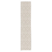Beige en Ivory Trellis | Moderne bosbouw Korte Tafelloper (Voorkant)