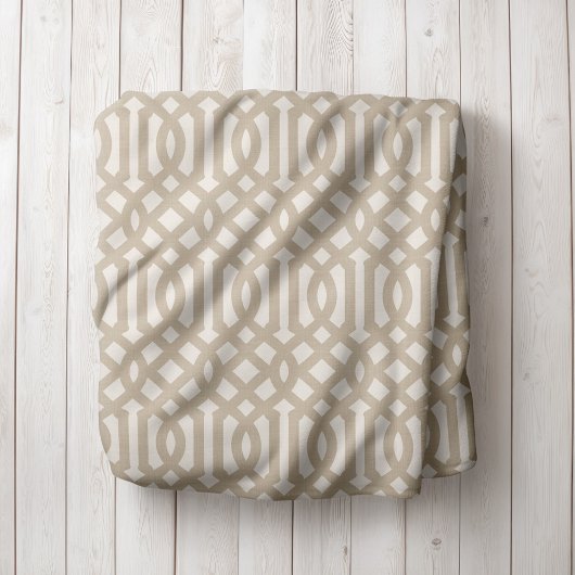 Beige en Ivory Trellis | Moderne bosbouw Sherpa Deken