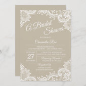 Beige en kant bruiloft feest uitnodiging (Voorkant / Achterkant)
