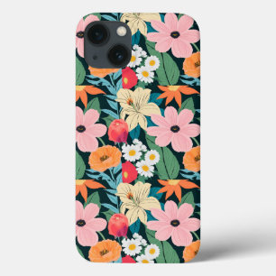 Beige en kleurrijke illustratieve bloementelefoon  Case-Mate iPhone case