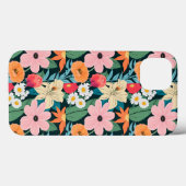 Beige en kleurrijke illustratieve bloementelefoon  Case-Mate iPhone case (Achterkant (horizontaal))