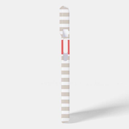 Beige en koraalstrepen Anker Monogram Case-Mate iPhone Case (Achterkant / Links)