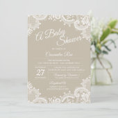 Beige en Lace Baby shower Invitation Kaart (Staand voorkant)