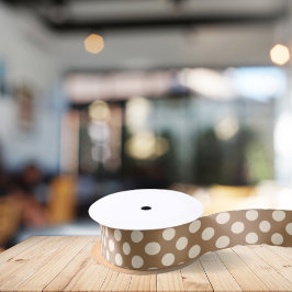 Beige en latte Polka dot Satijnen Lint