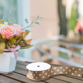 Beige en latte Polka dot Satijnen Lint