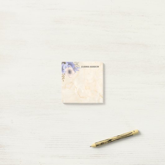 Beige en lavendel bloemen op marmer post-it® notes (Op bureau)