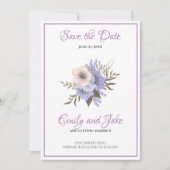 Beige en lavender Flowers Save The Date (Voorkant)
