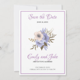Beige en lavender Flowers Save The Date